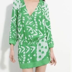 DVF Diane Von Furstenberg Mikino Green & White Dress 6